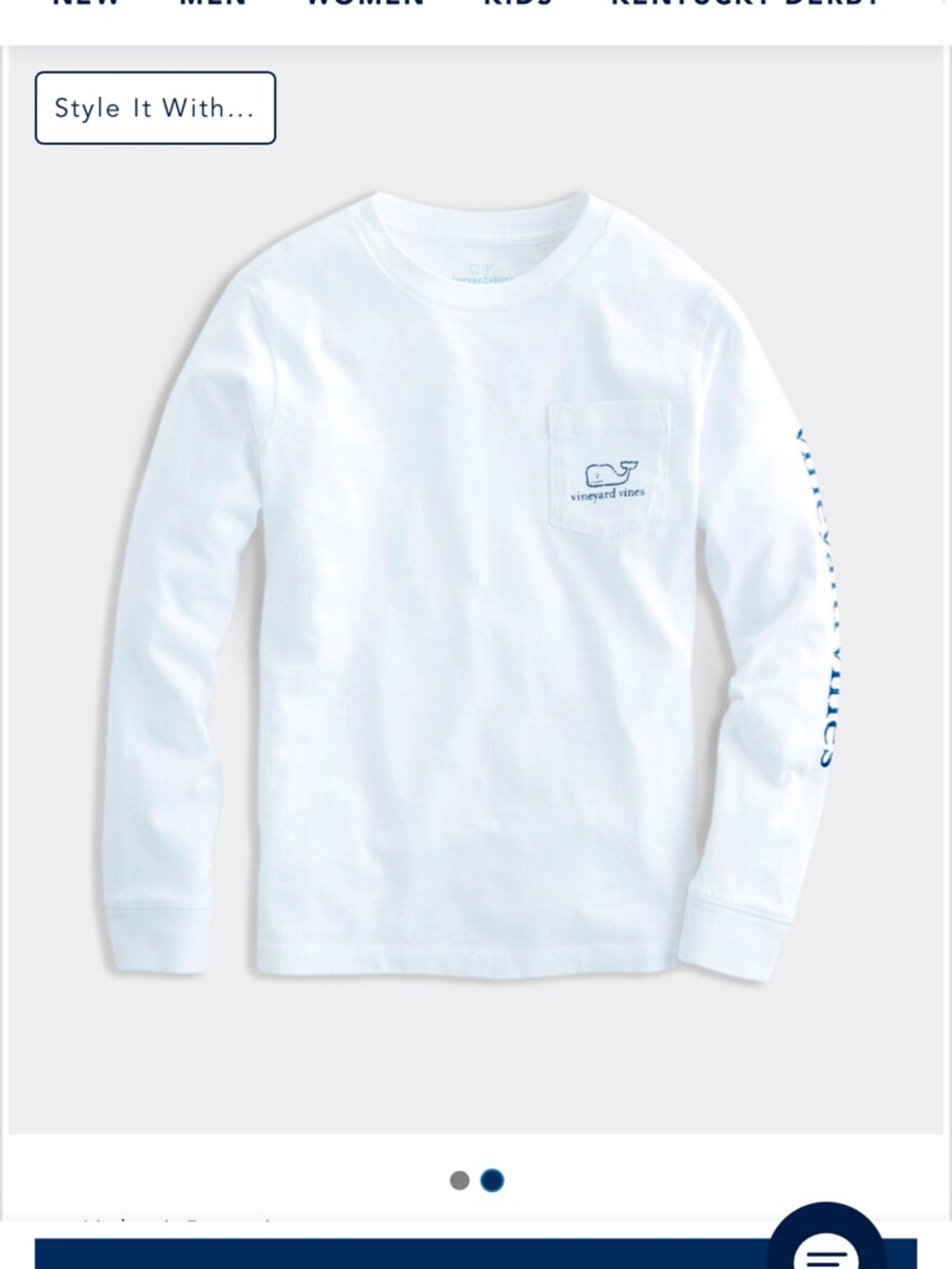 Vineyard Vines Boys White Long-Sleeve Tee with Logo - Size Medium (12-14) - NWT